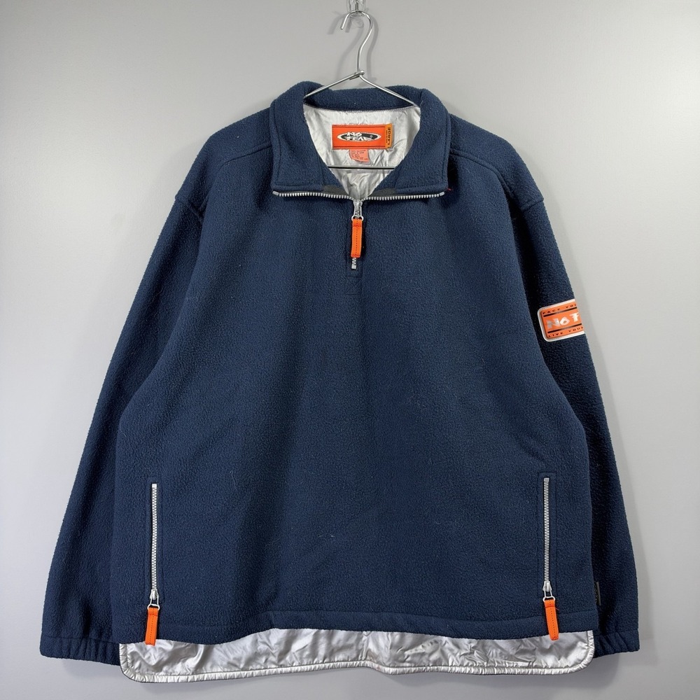 No Fear Jacket Mens Large Blue Fleece 1/4 Zip Lined Outdoor Pockets 0238
